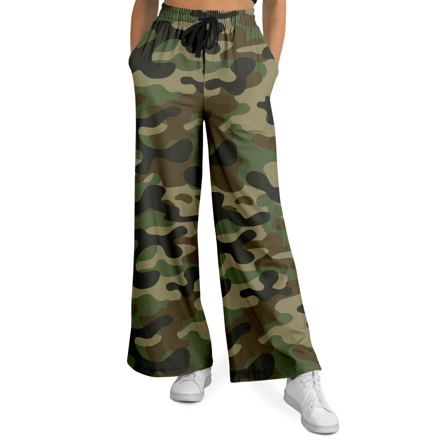 Camo Wide Leg Pants | Military Brown Camouflage