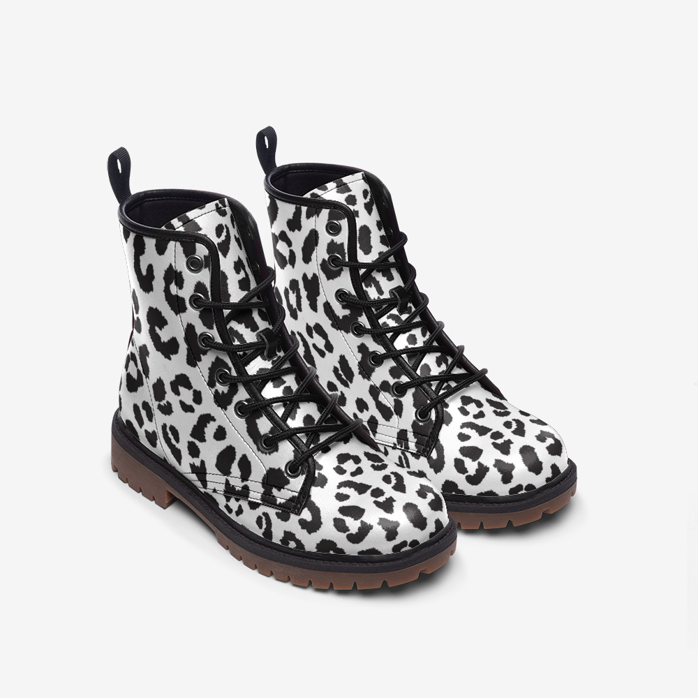 Leopard Boots | Lightweight Leather | Black and White