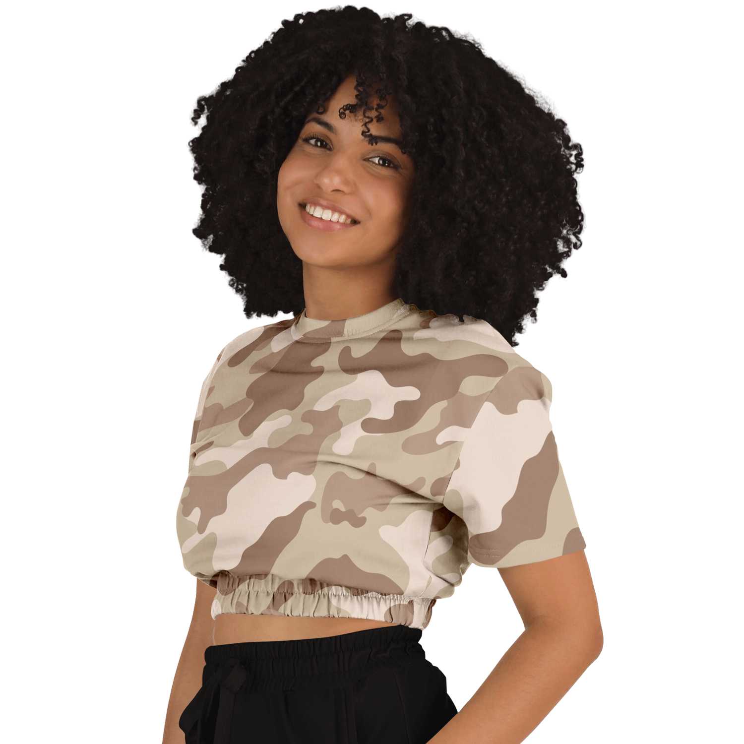 Camo Crop Top Sweatshirt | Brown Desert Camouflage