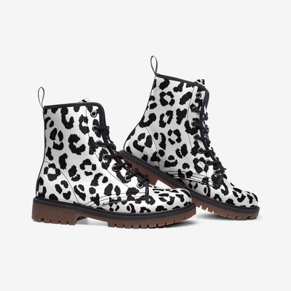 Leopard Boots | Lightweight Leather | Black and White