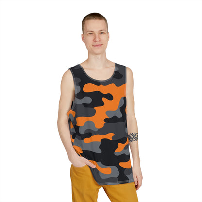 Men's Camo Tank Top | Orange, Black, and Gray | Loose Fit