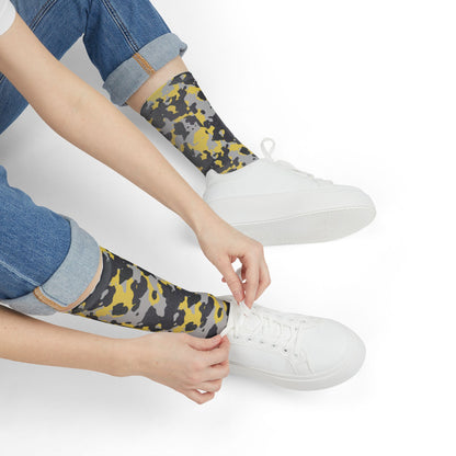 Camo Socks | Yellow, Black, and Silver | Sublimation Crew