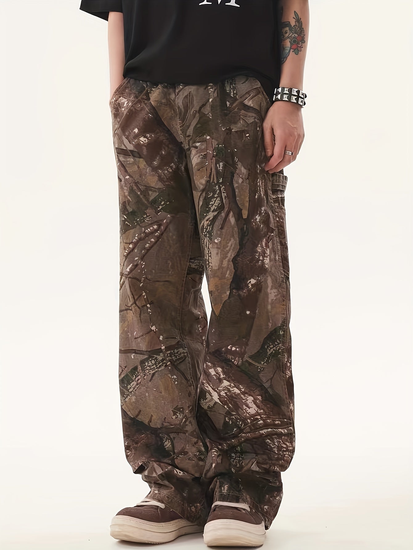 Vintage Camouflage Distressed Denim Jeans for Men