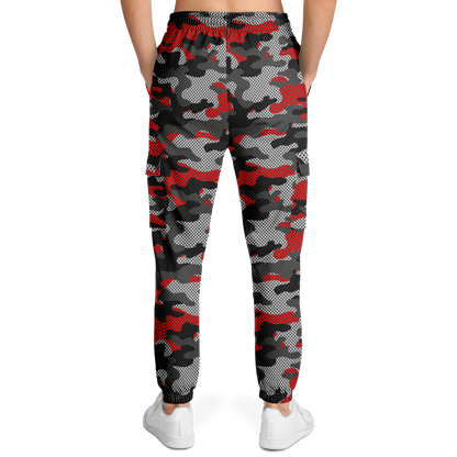 Red Camo Cargo Pants | Mixed Black and Gray Pixel Camouflage