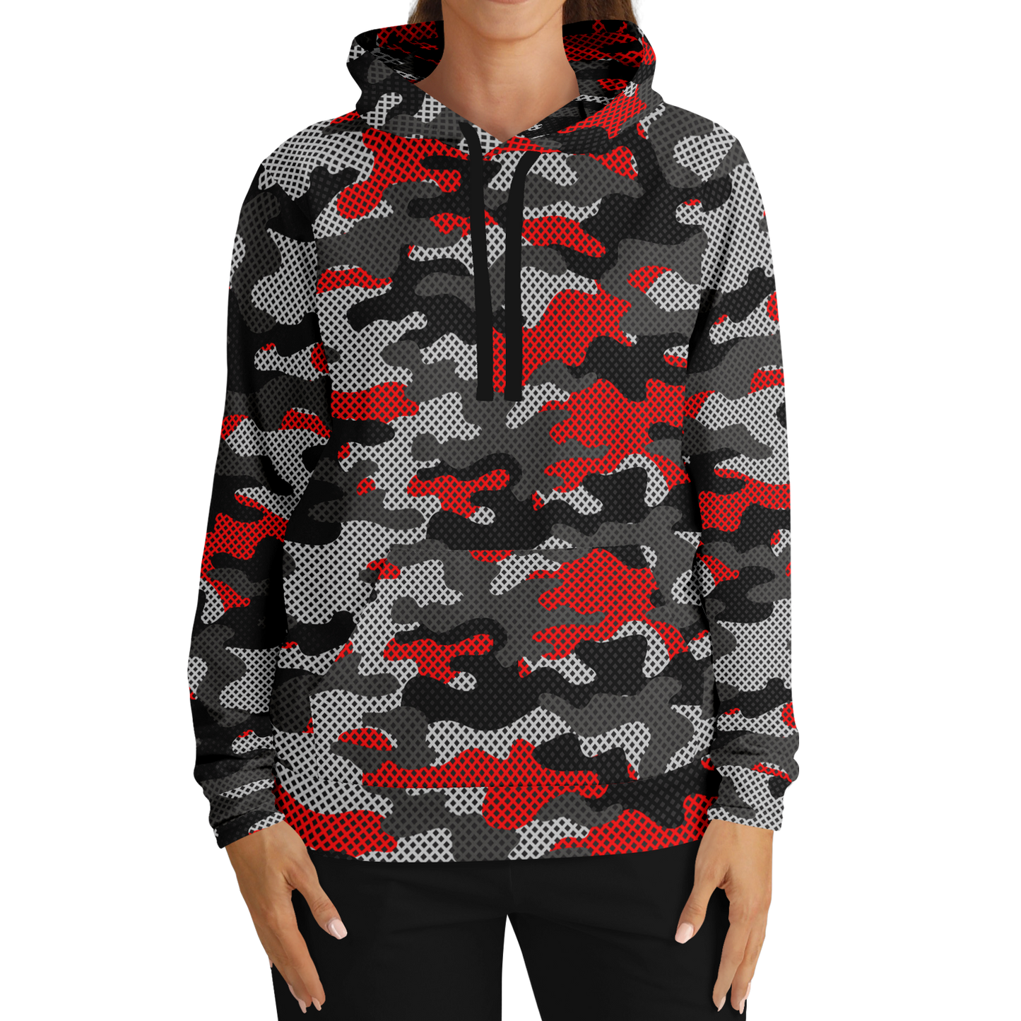 Red Camo Hoodie | Black and Gray Pixel Camouflage