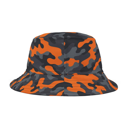 Camo Bucket Hat | Orange, Black, and Gray Camouflage