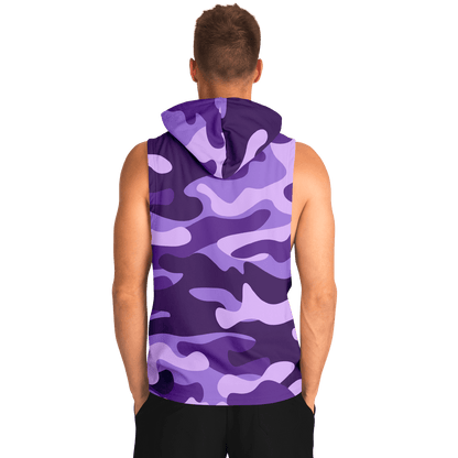 Sleeveless Hoodie | Purple, Blue & Mauve Camouflage