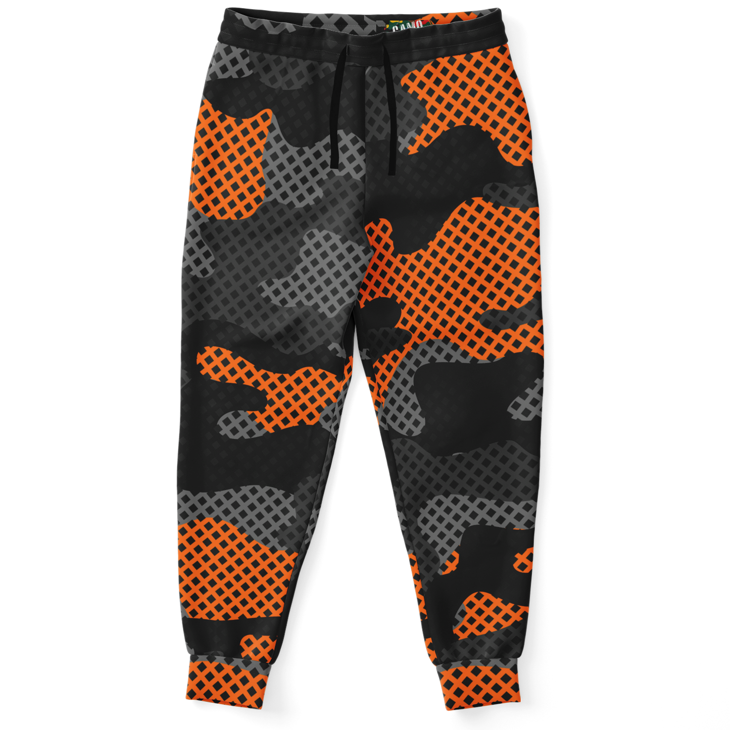 Camo Joggers | Unisex | Black & Orange Pixel