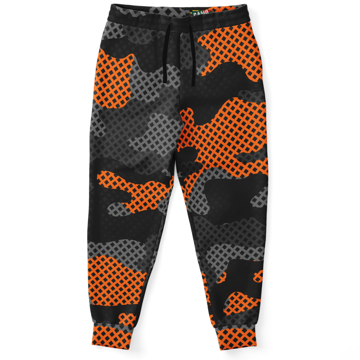 Camo Joggers | Unisex | Black & Orange Pixel