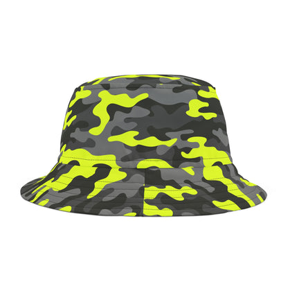 Camo Bucket Hat | Yellow, Black, and Gray Camouflage