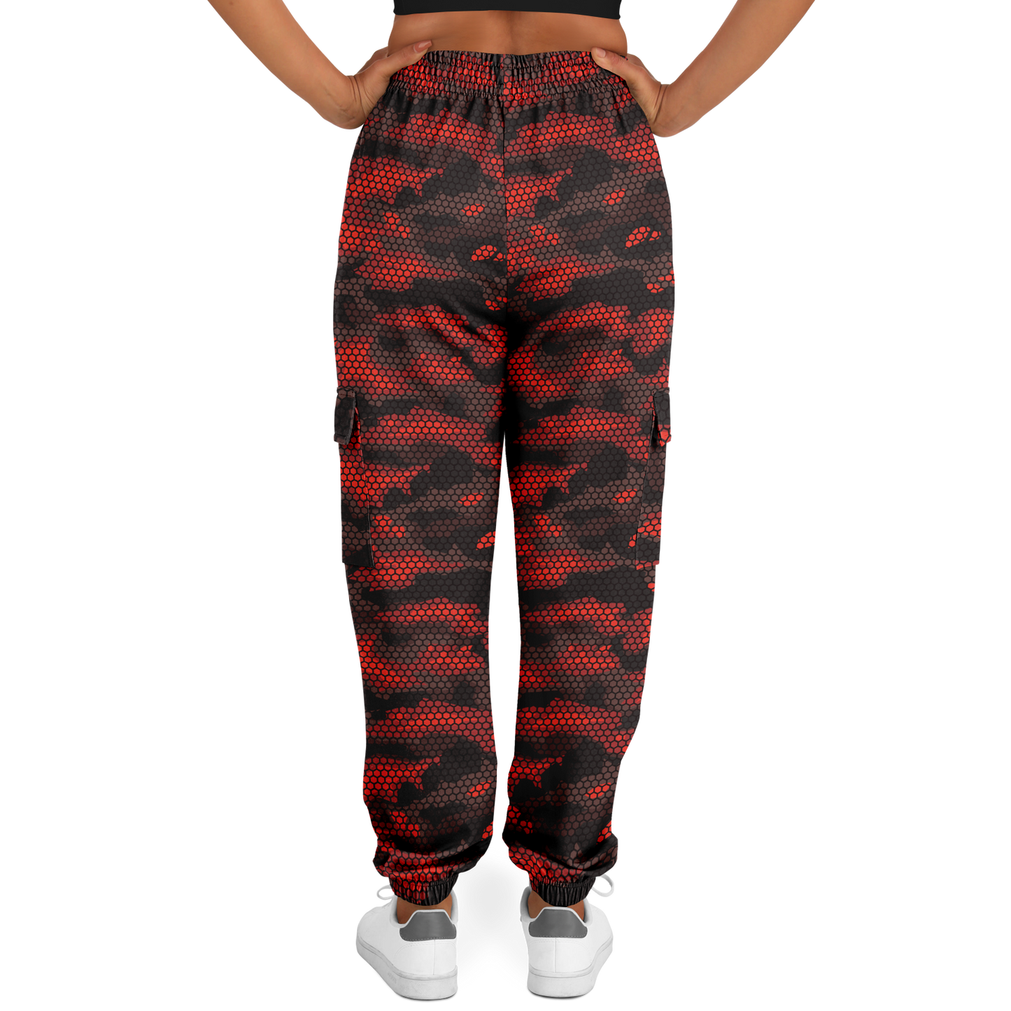 Red Camo Cargo Pants | Geometric Hive | Unisex