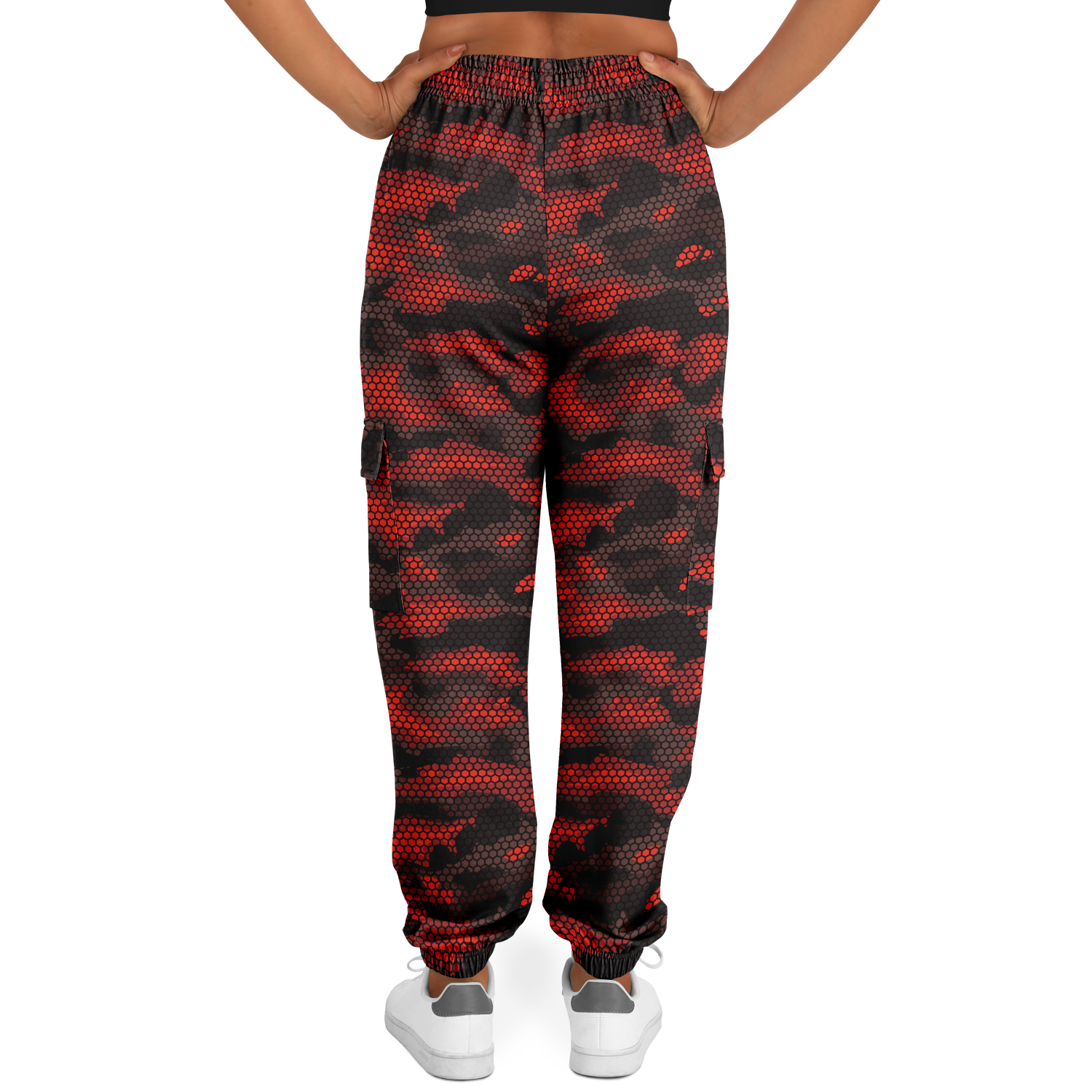 Red Camo Cargo Pants | Geometric Hive | Unisex