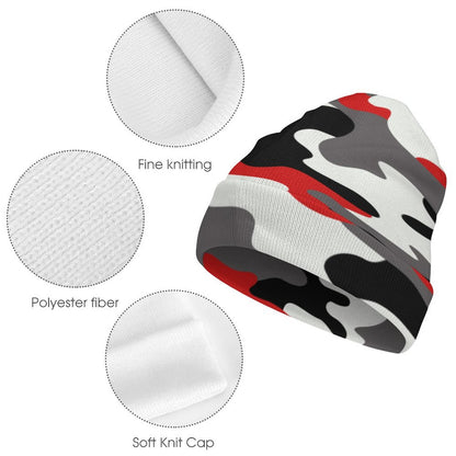 Camo Beanie | Red, Black & White Camouflage