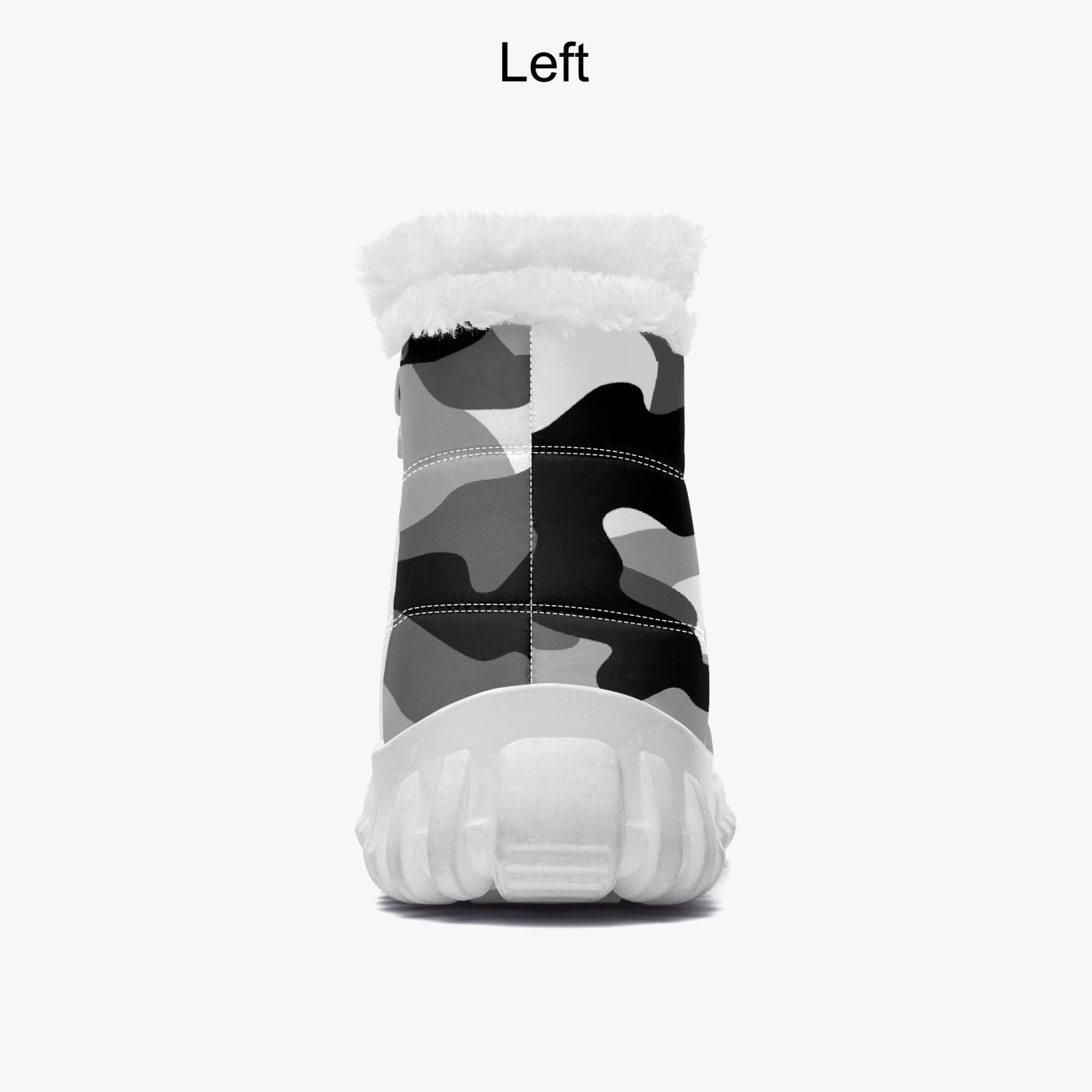 Camo Boots | Cotton-pad Fur Zipper Up | Gray, Black & White