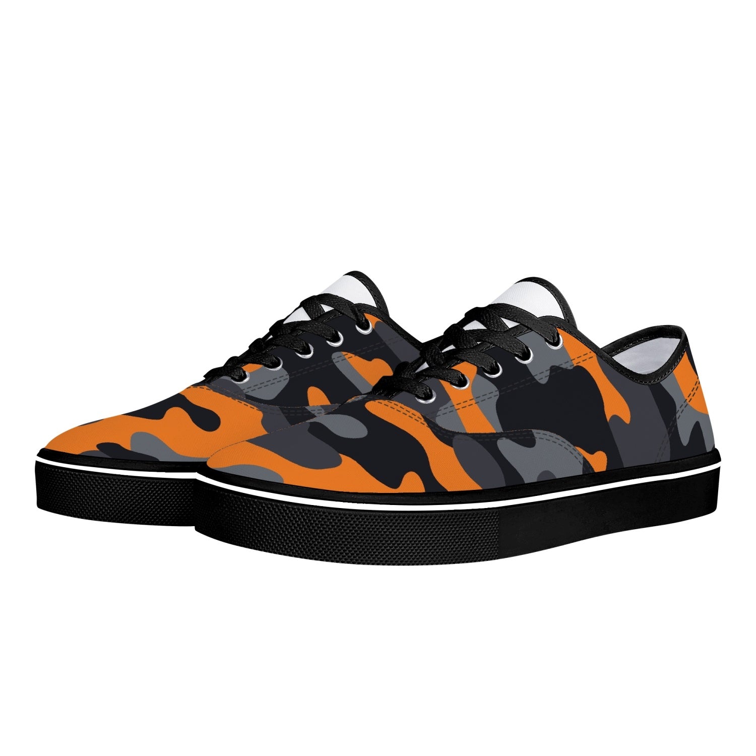 Camo Skate Shoes | Orange, Black, and Gray Camouflage