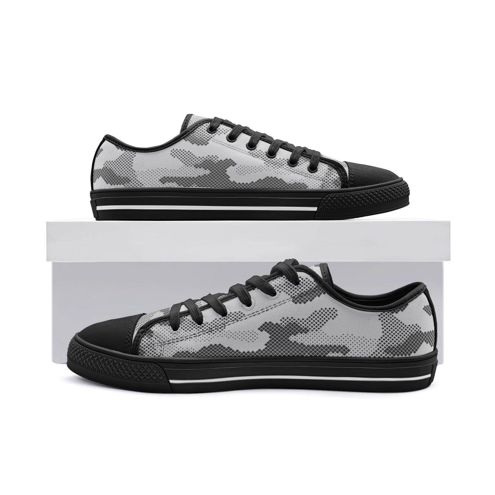 Camo Shoes | Low Top Canvas | Gray Digital Camouflage