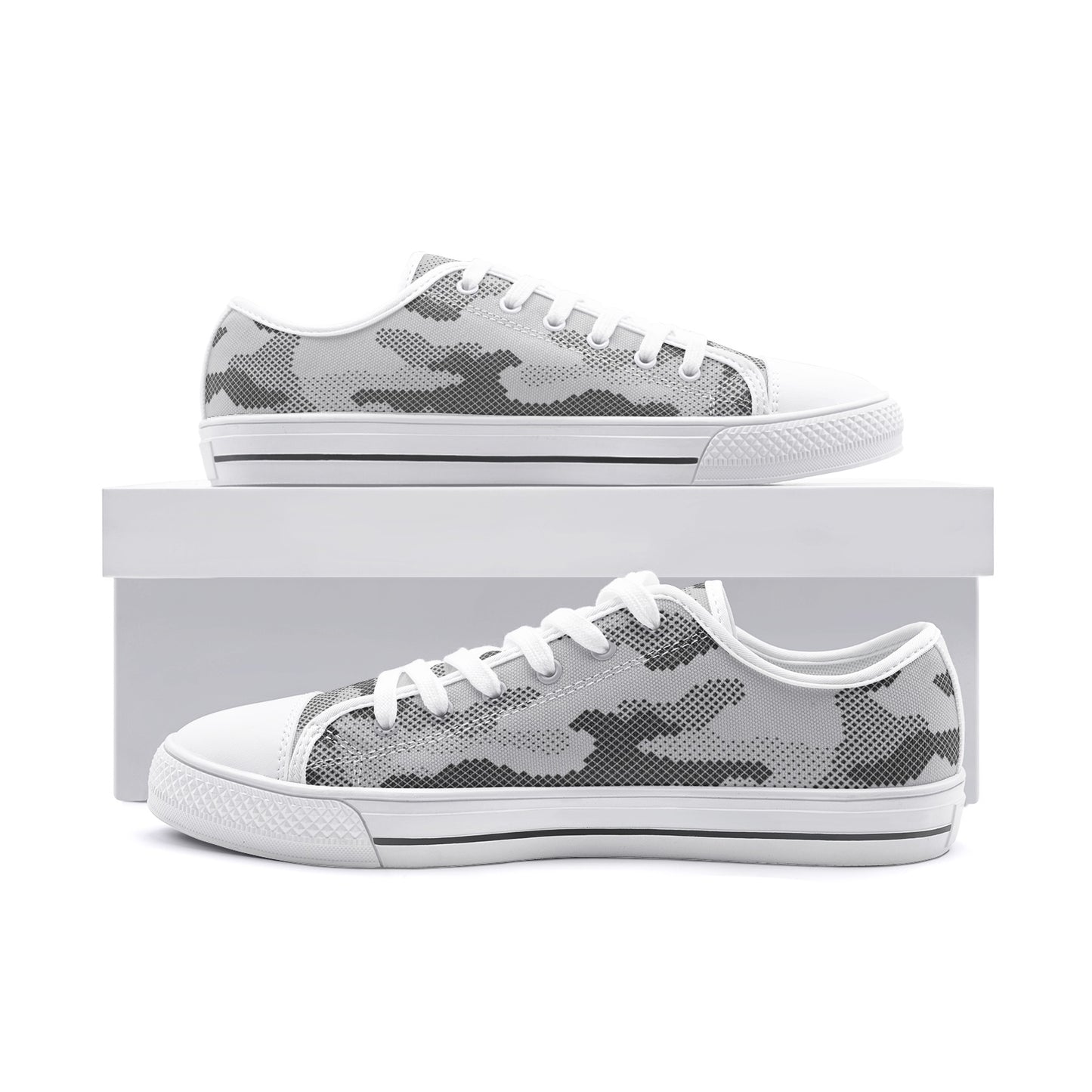 Camo Shoes | Low Top Canvas | Gray Digital Camouflage