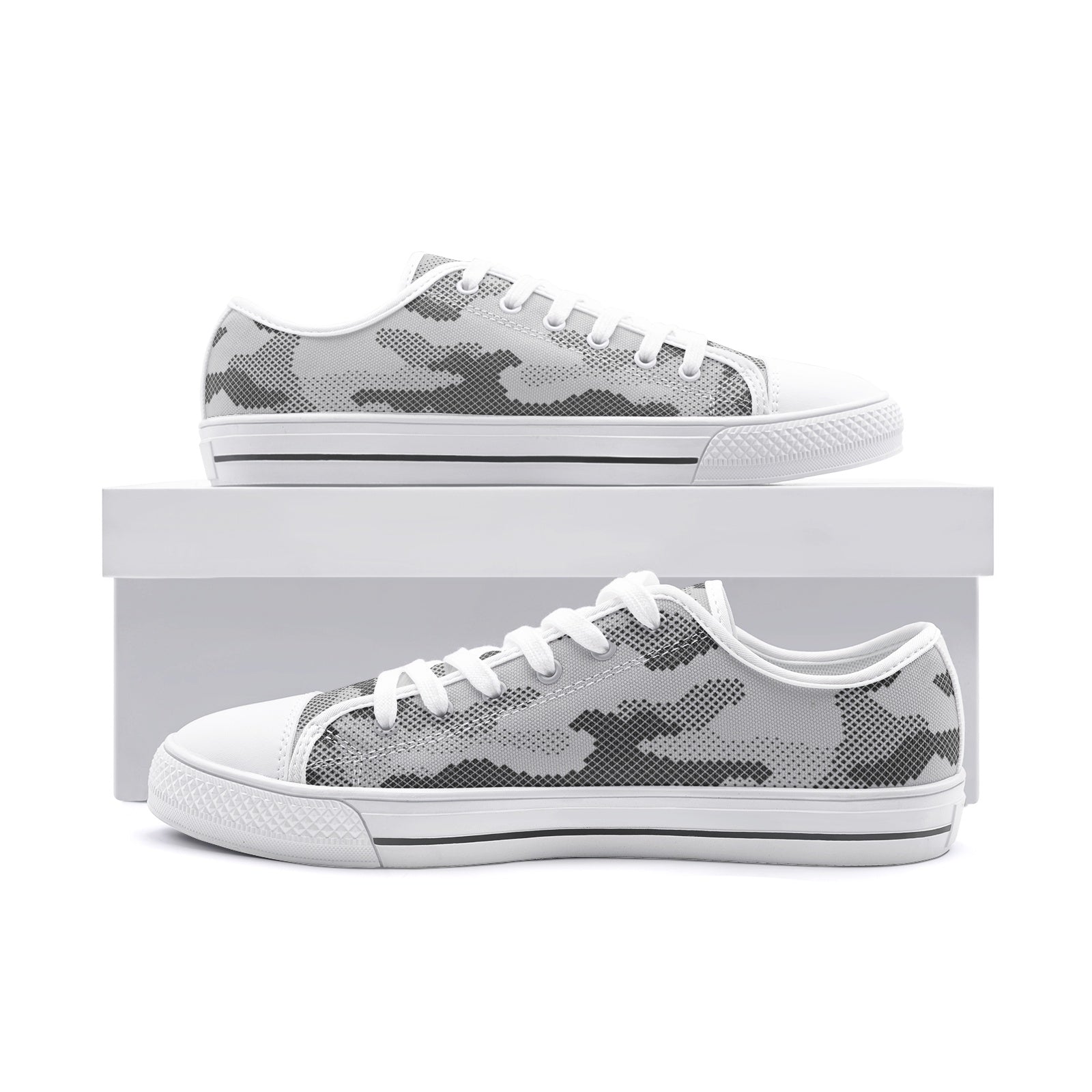 Camo Shoes | Low Top Canvas | Gray Digital Camouflage