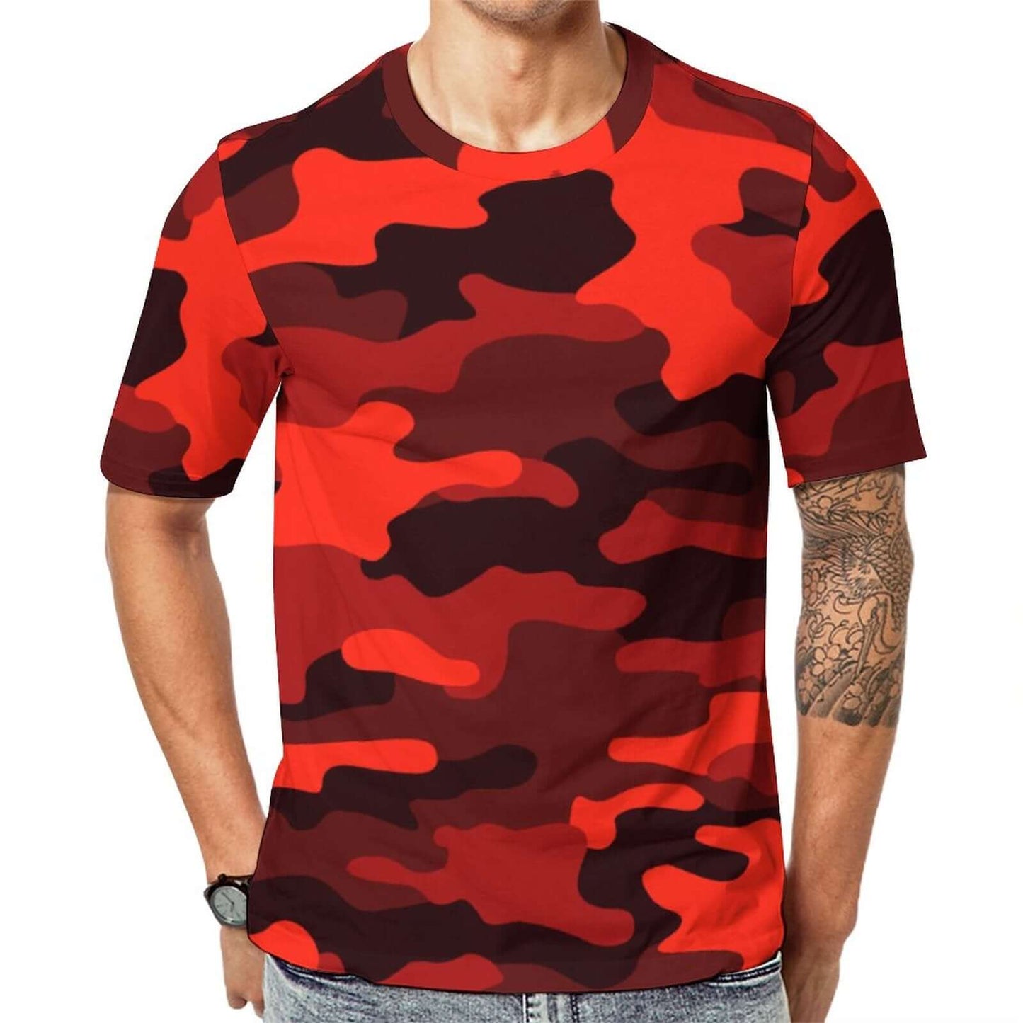 Camo Shirt | Scarlet Red & Black Camouflage T