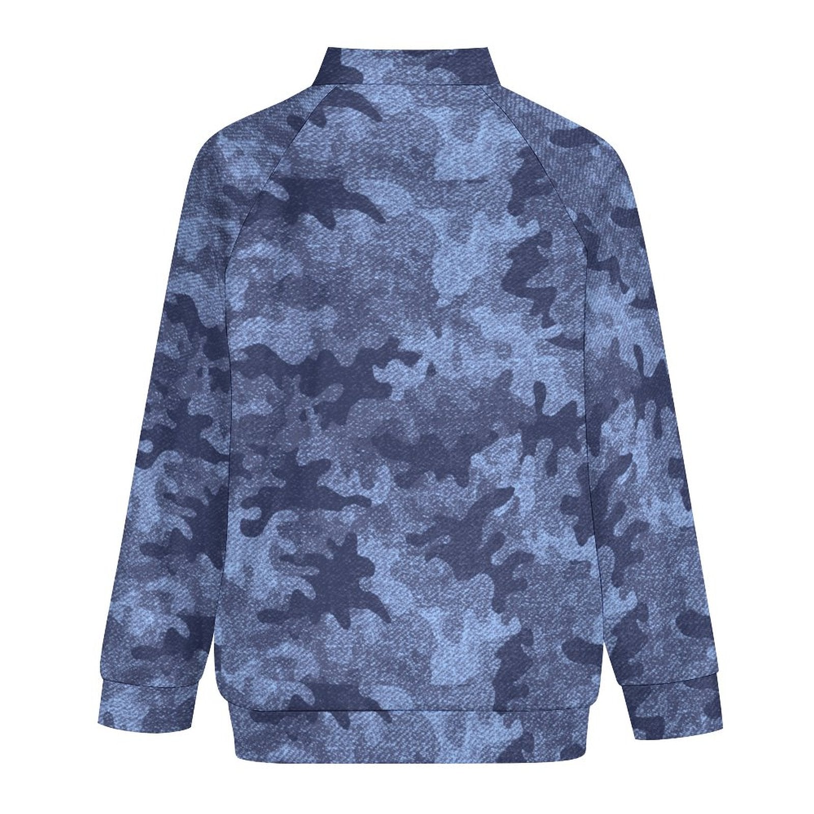 Camo Shirt | Raglan Zip-up | Denim Blue