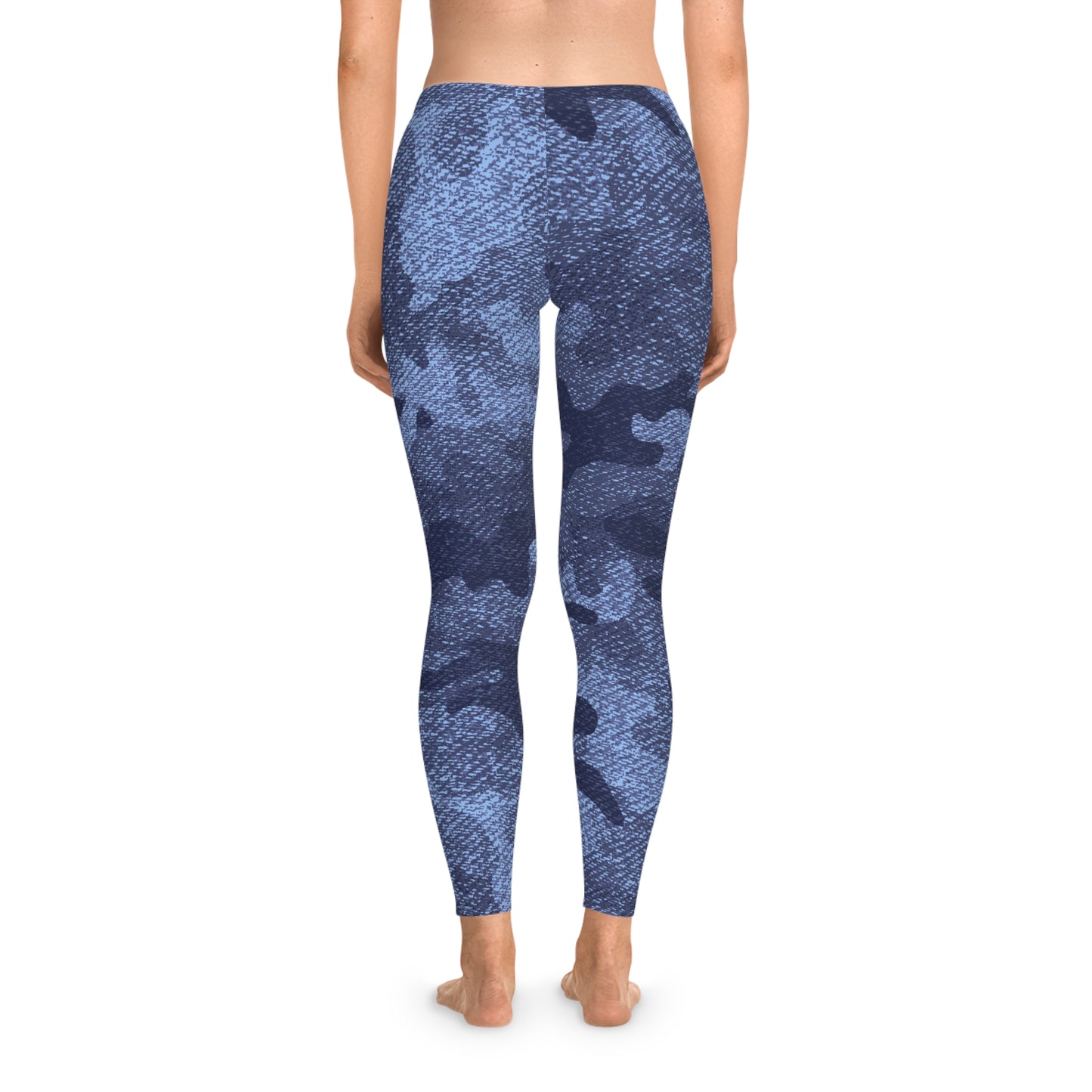 Denim Blue Camo Leggings For Women | Mid Waist Fit