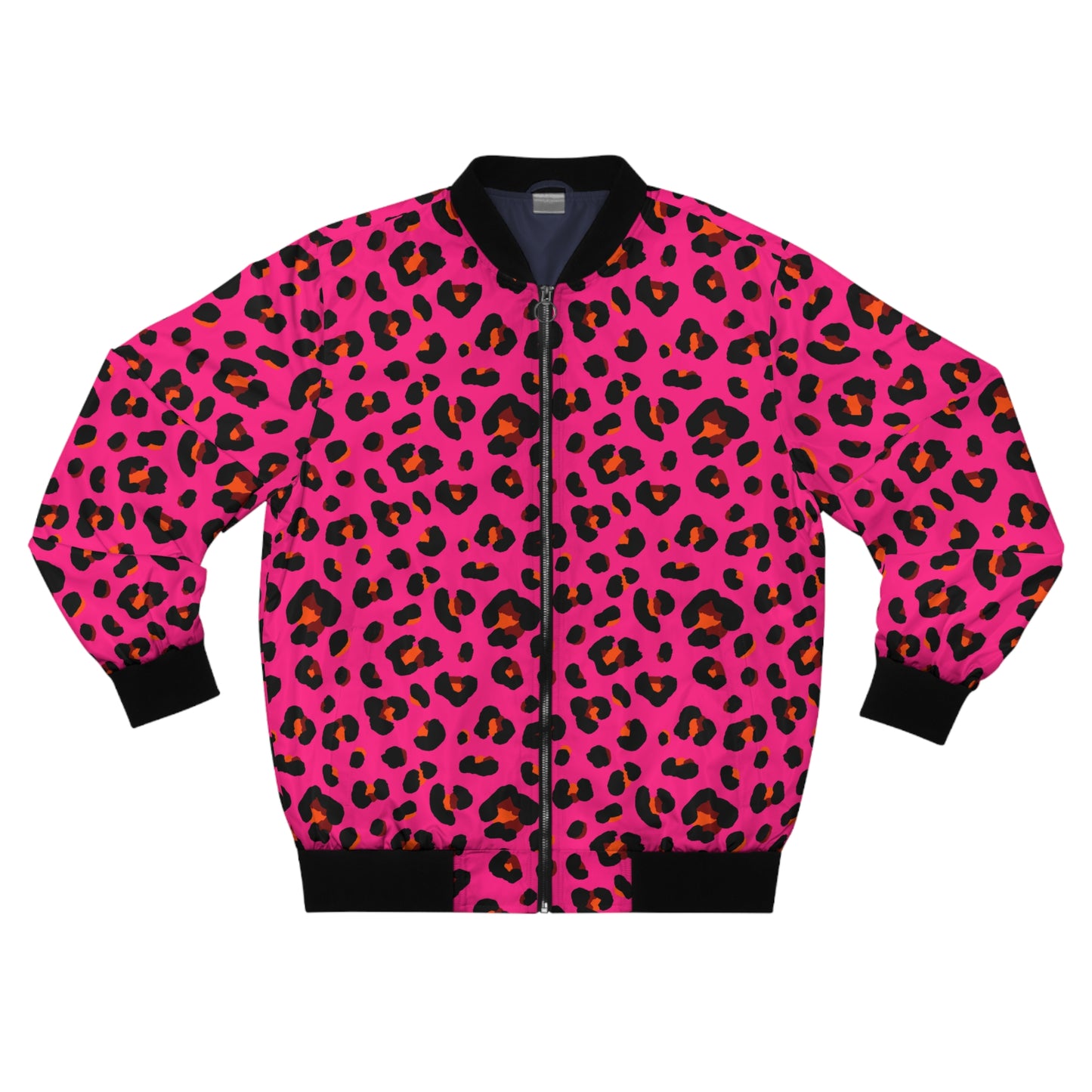 Leopard Jacket | Men's Bomber | Cerise Pink, Orange & Black