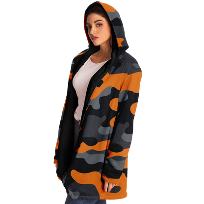 Camo Cloak | Orange, Black, & Gray Camouflage | Microfleece