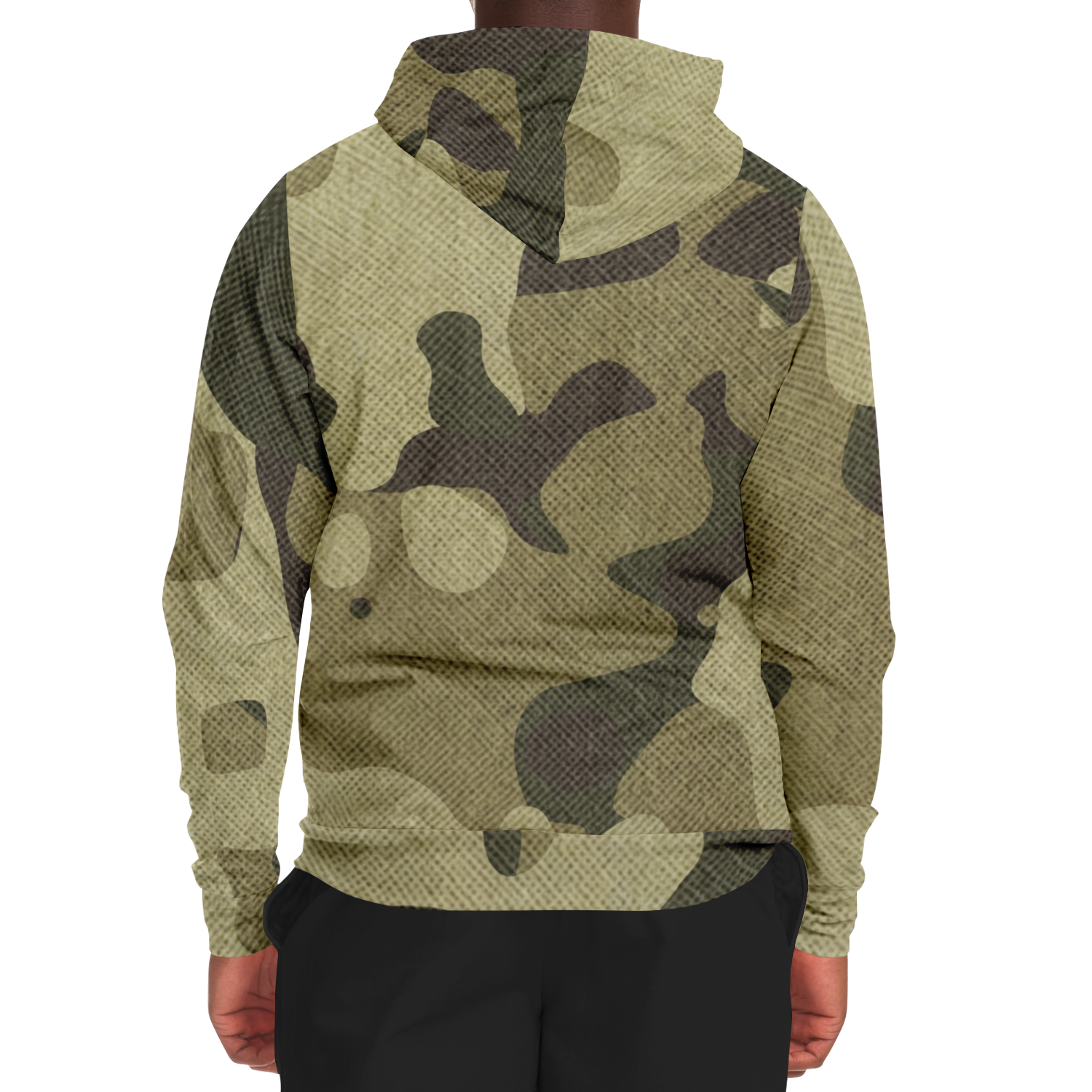 Zip-Up Hoodie | Green Fabric Camouflage