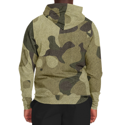 Zip-Up Hoodie | Green Fabric Camouflage