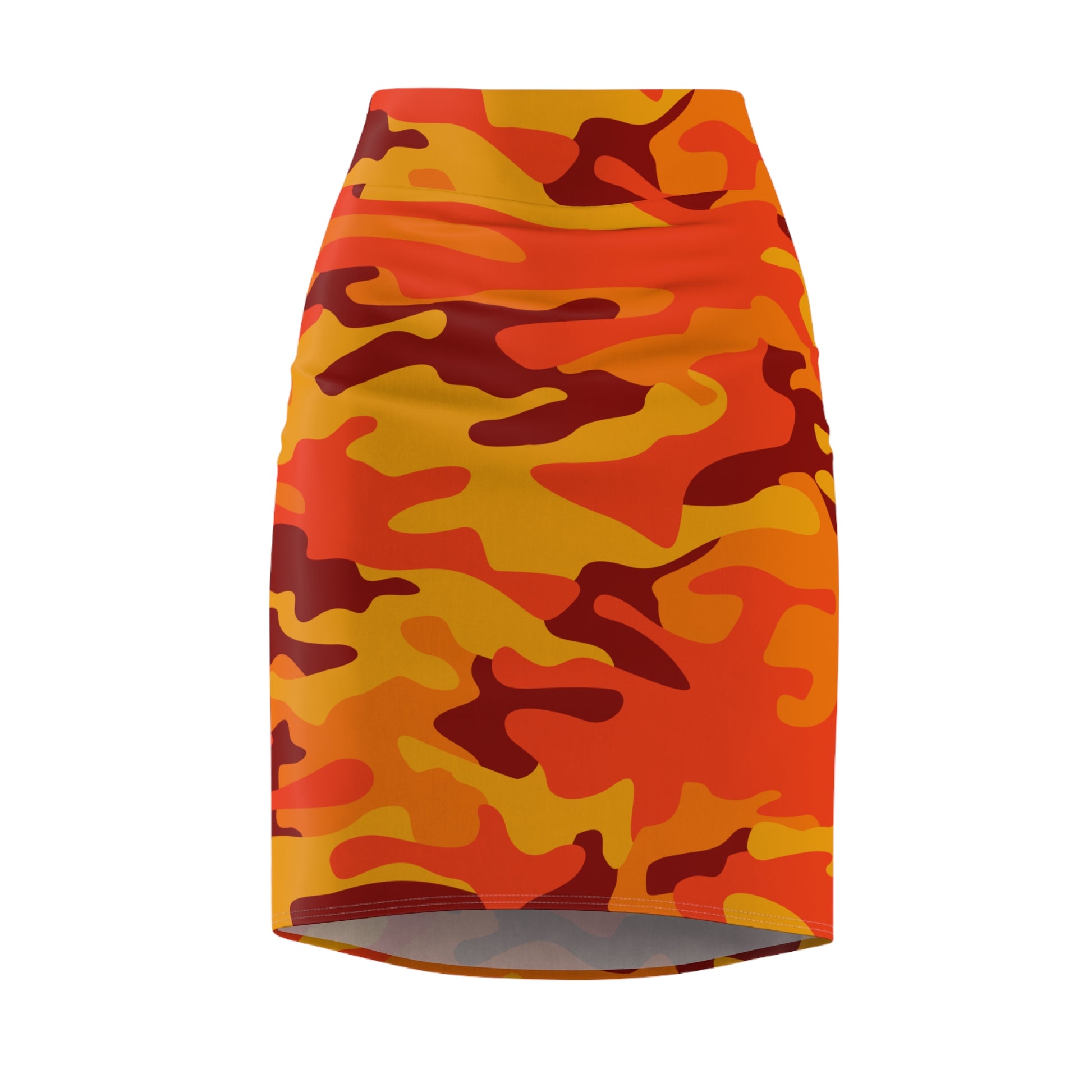 Camo Mini Skirt | Pencil Cut | Orange & Red