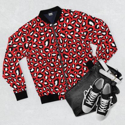 Leopard Jacket | Men's Classic Bomber | Red, Black & White