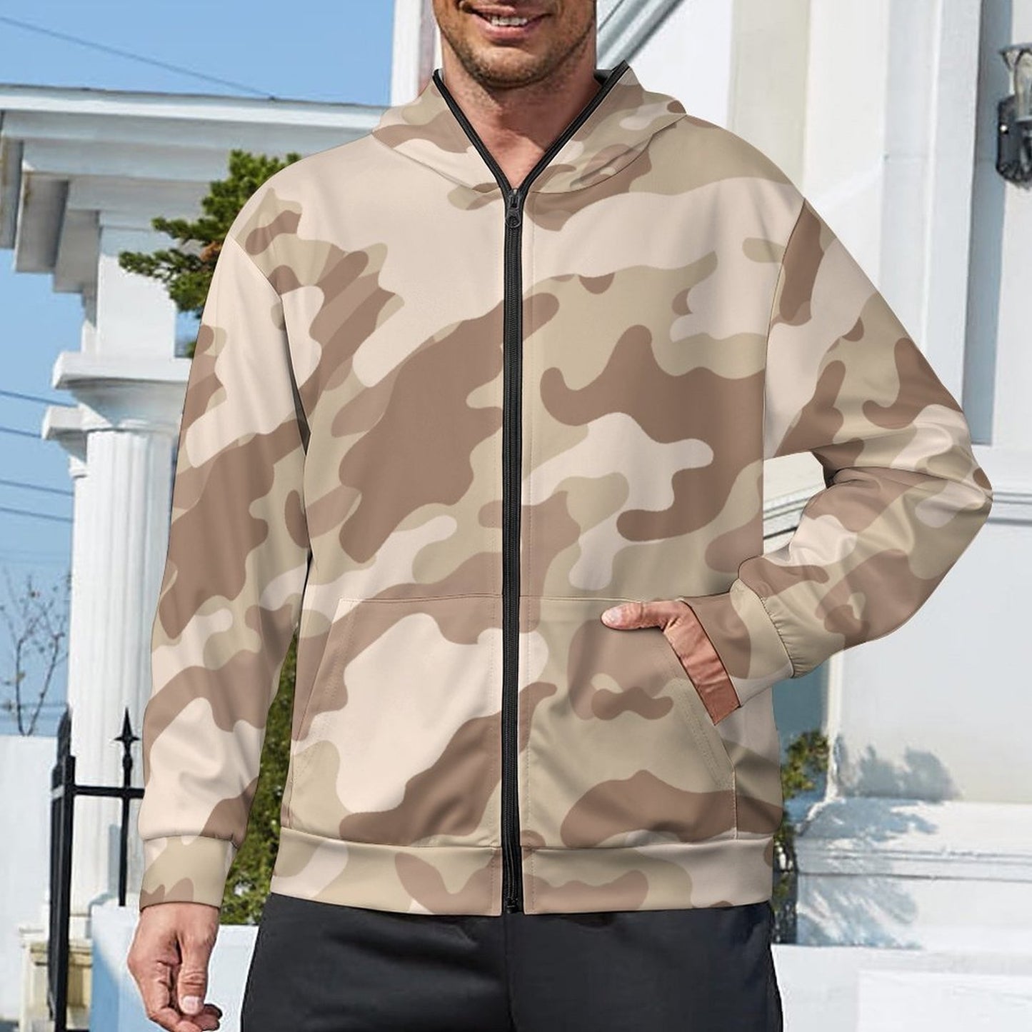 Zip up Camo Hoodie | Desert Brown Camouflage