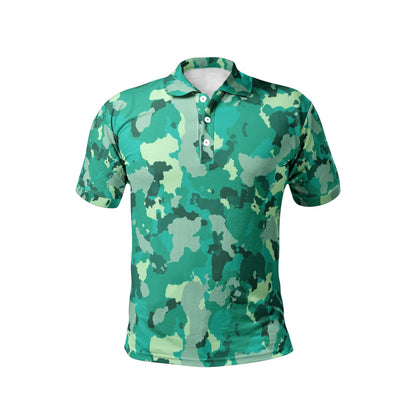 Men's Camo Golf Shirt | Cyan Green Camouflage