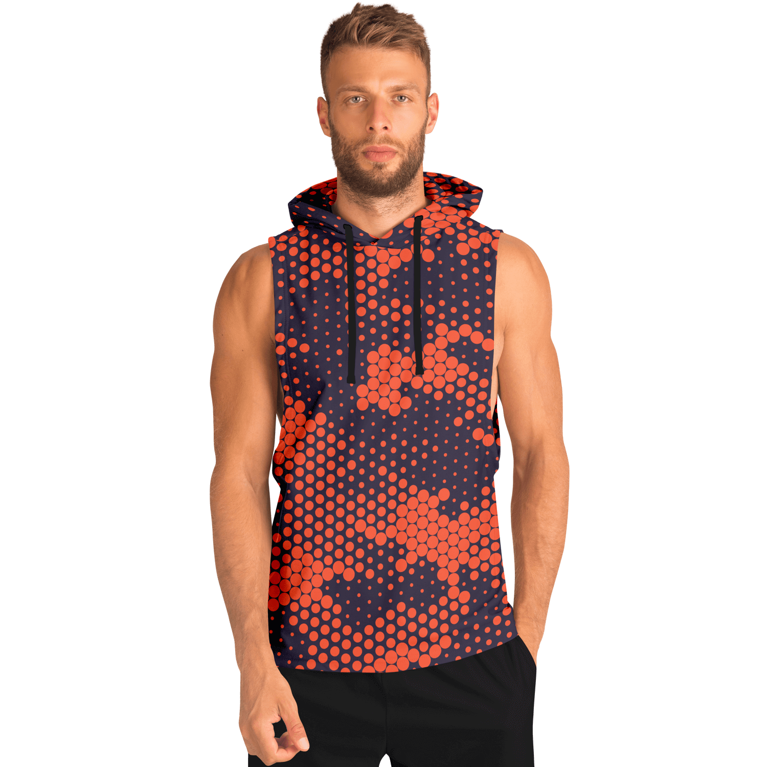 Sleeveless Hoodie | Orange & Blue Digital Camouflage