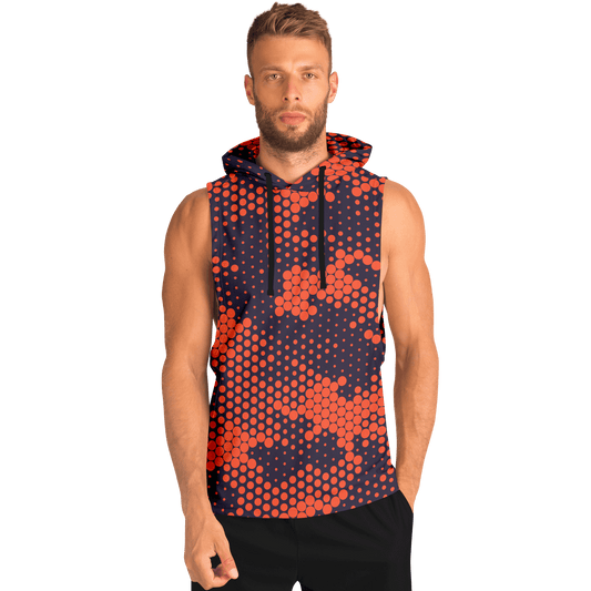 Sleeveless Hoodie | Orange & Blue Digital Camouflage