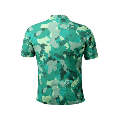 Men's Camo Golf Shirt | Cyan Green Camouflage