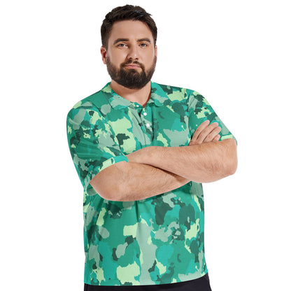 Men's Camo Golf Shirt | Cyan Green Camouflage