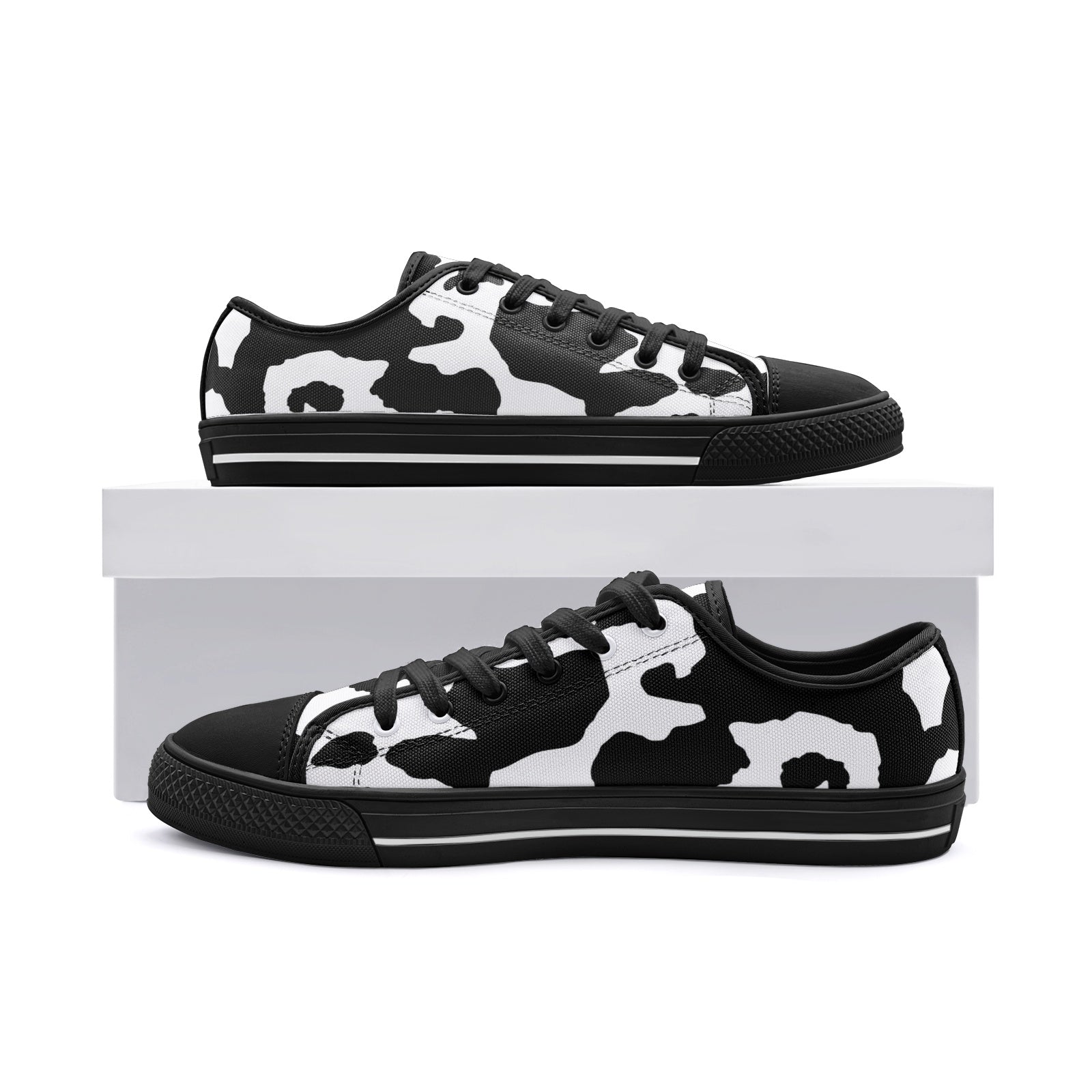 Camo Shoes | Low Top Canvas | Black & White Camouflage