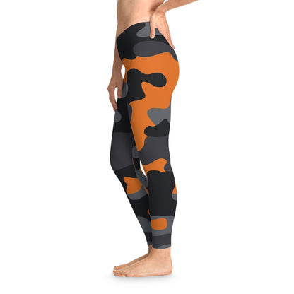 Camo Leggings For Women | Orange, Black, and Gray Camouflage