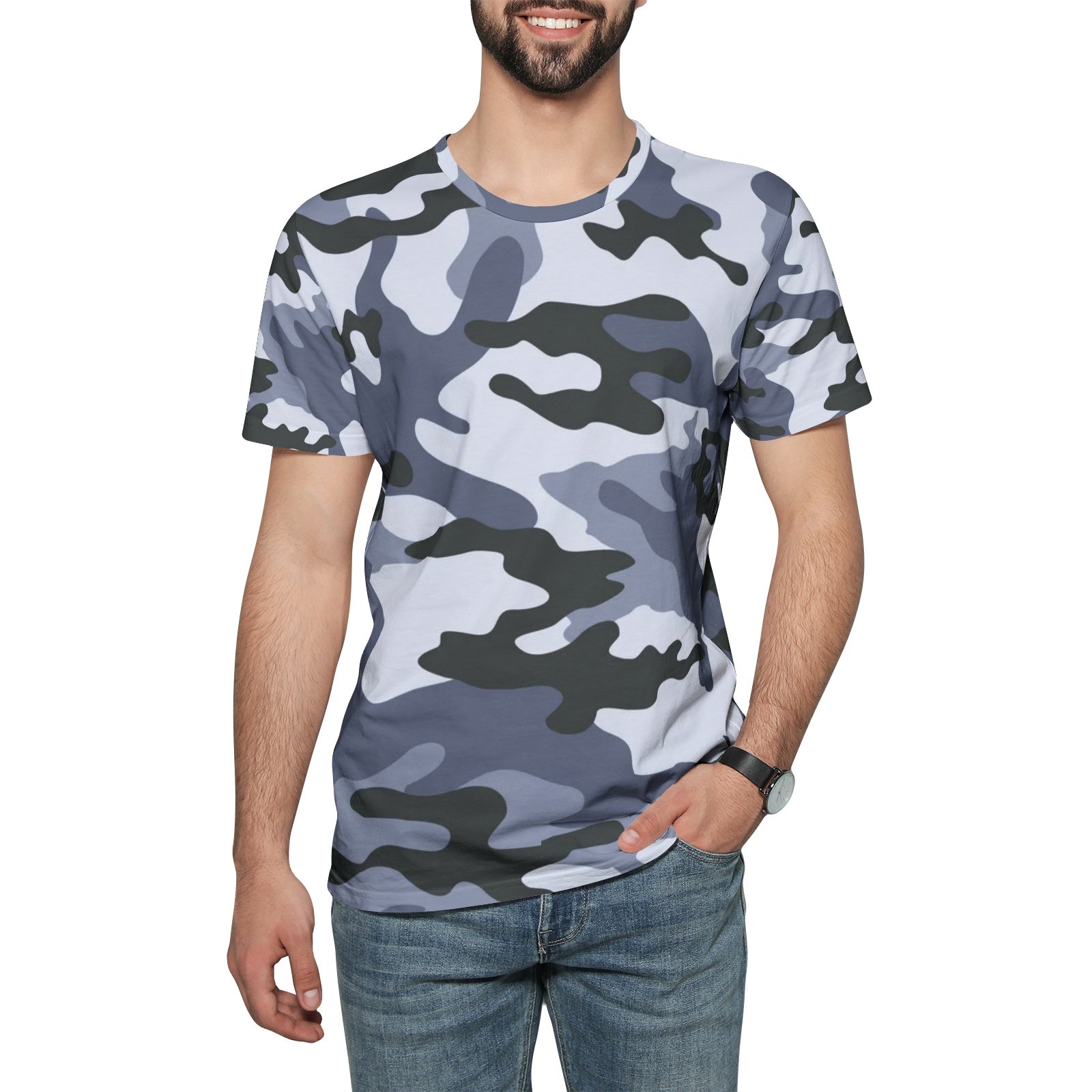 Camo T-shirt | Cotton | Unisex | Light Blue Camouflage