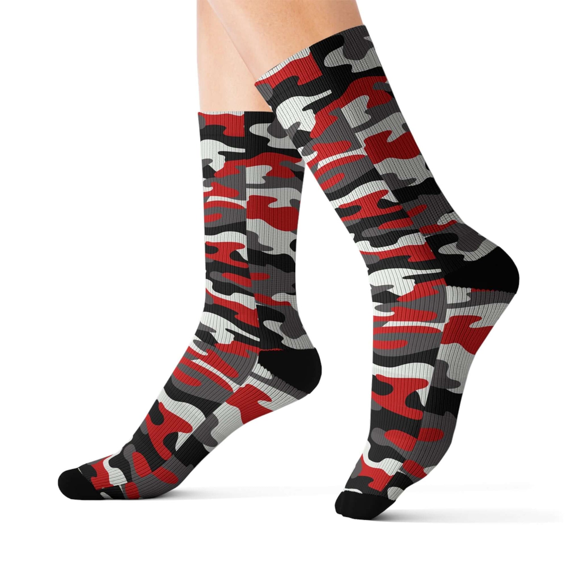 Camo Socks | Red, Black, and White Camouflage