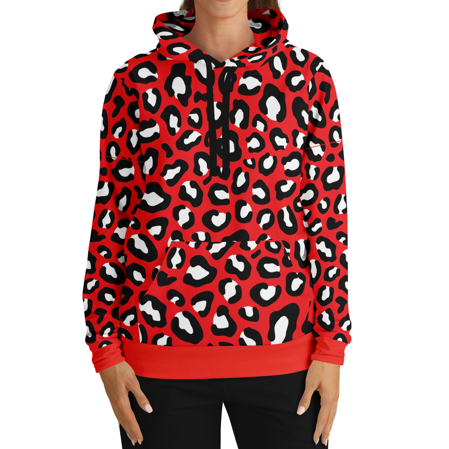 Leopard Hoodie | Red, Black and White Pattern