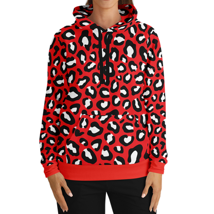 Leopard Hoodie | Red, Black and White Pattern