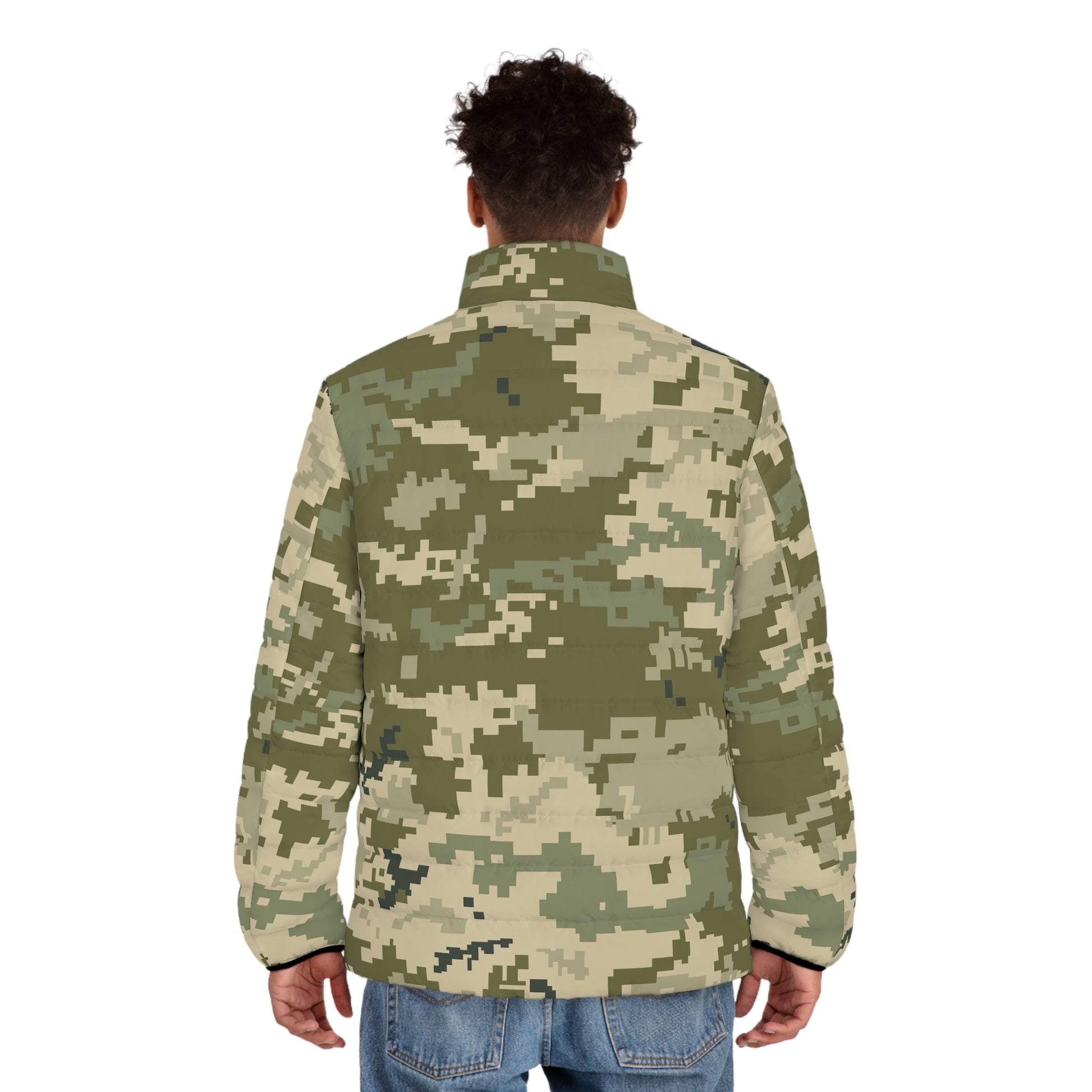 Ukraine Military Green Camo Puffer Jacket For Men