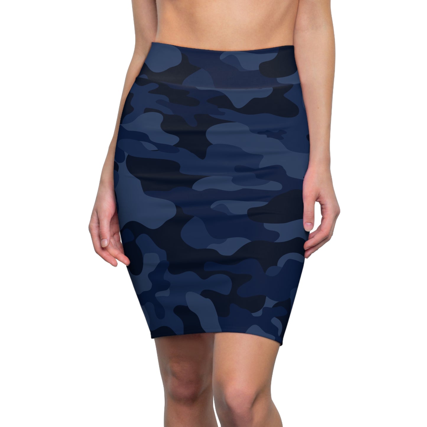 Camo Mini Skirt | Pencil Cut | Deep Blue