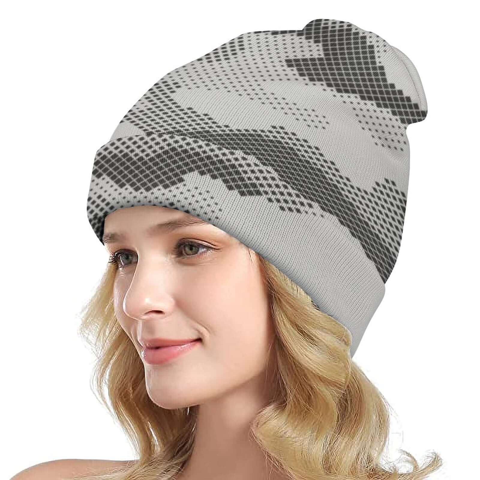 Camo Beanie | Black & White Digital Dotted Camouflage