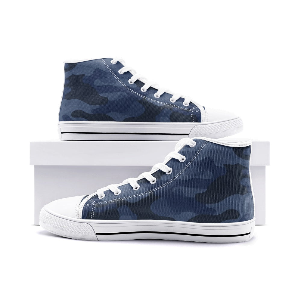 Camo Shoes | HIgh Top Canvas | Deep Blue Camouflage