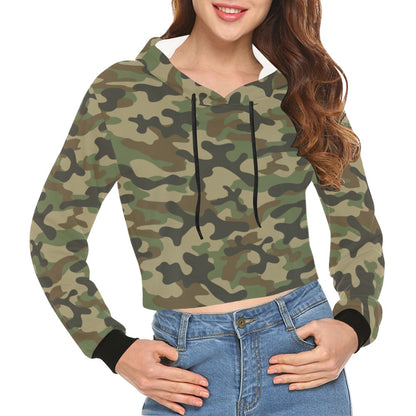 Cropped Camo Hoodie | Tight Fit | Military Brown Camouflage