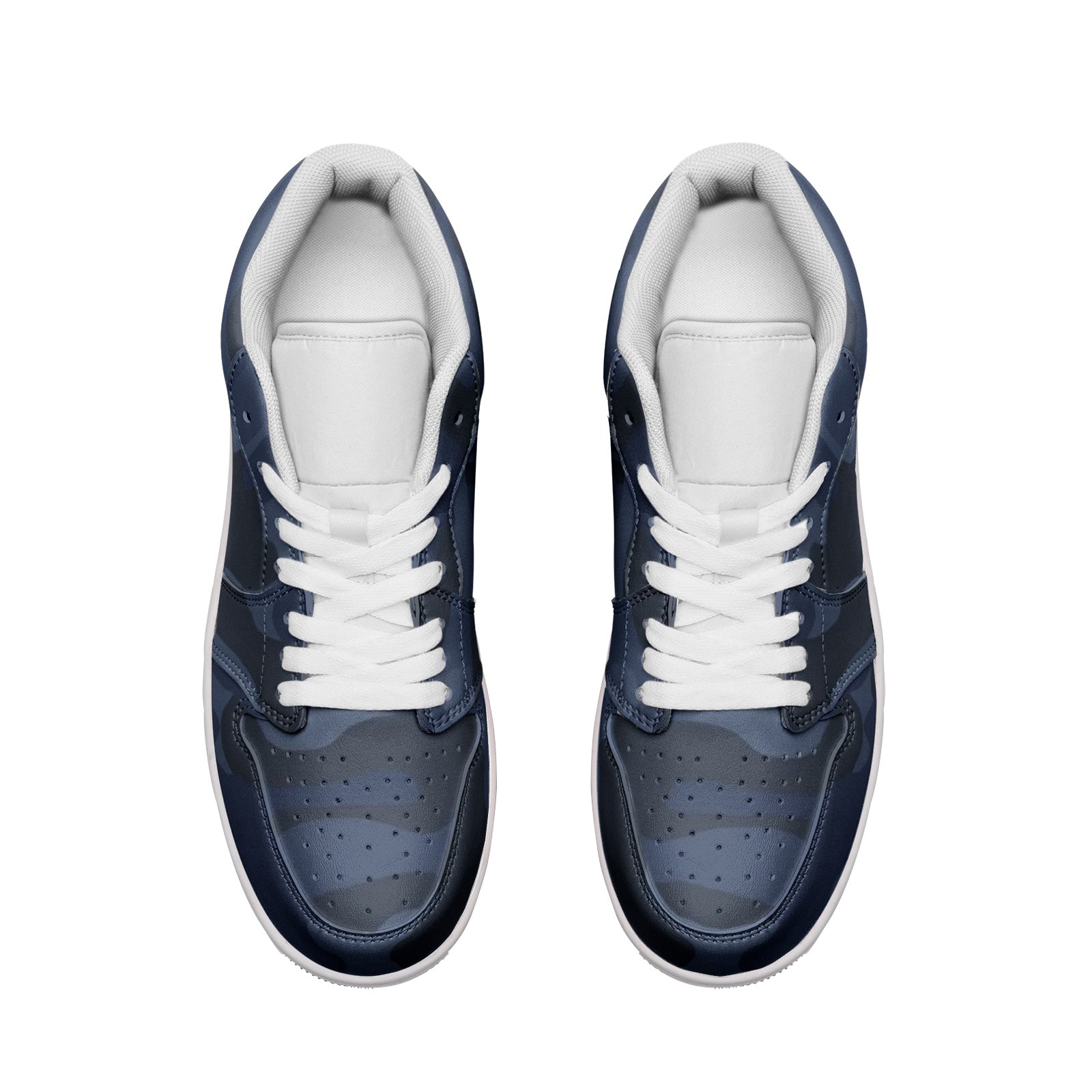 Camo Shoes | Deep Blue Low Top Leather Sneakers