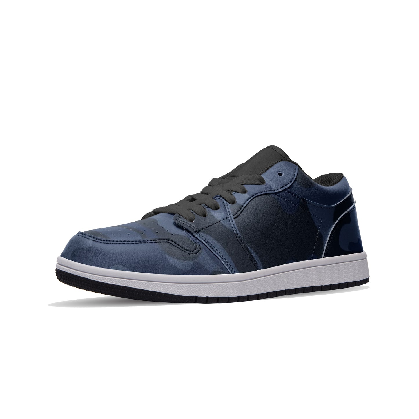 Camo Shoes | Deep Blue Low Top Leather Sneakers